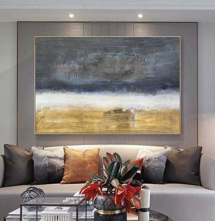 Leaf Original Hand-painted White Abstract Canvas Wall Art L7G7E